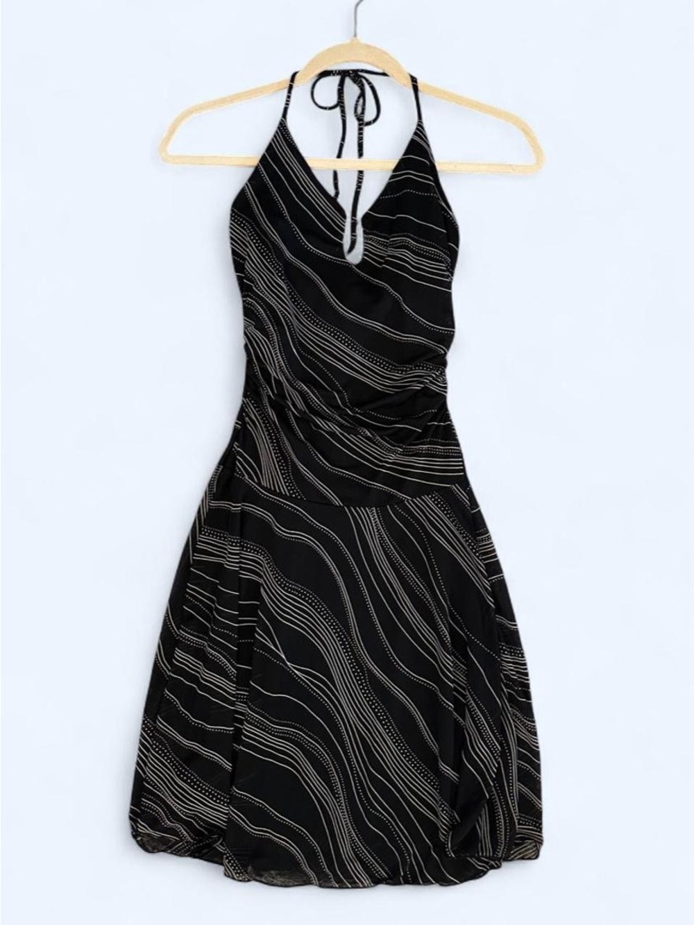 Y2K Black Halter Handkerchief Hem Dress